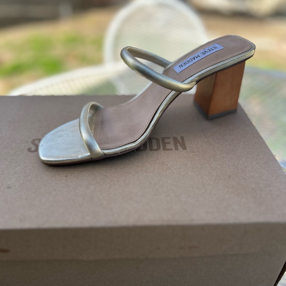Steve Madden Gold Block Heel Sandals